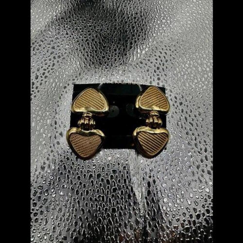 Gold-Tone Heart-Shaped Clip-On Earrings